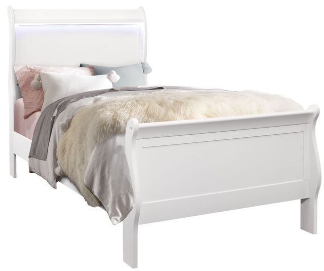 Global Furniture USA Charlie White Twin Sleigh Bed-0
