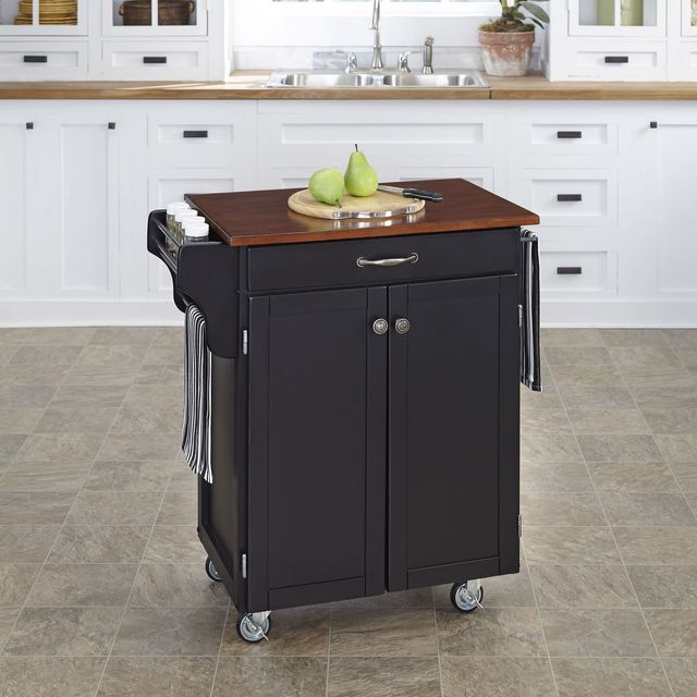 homestyles® Cuisine Cart Black/Cherry Kitchen Cart-1
