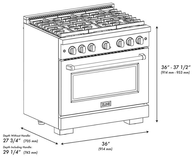 ZLINE Autograph Edition Paramount 36" 5.2 Cu. Ft. Satin Stainless Steel Dual Fuel Range with 6 Burner DuoPro™ Cooktop and Electric Convection Oven with White Matte Door and Matte Black Accents-1