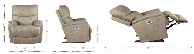 La-Z-Boy® Trouper Gray Leather Power Rocking Recliner with Headrest and Lumbar-1
