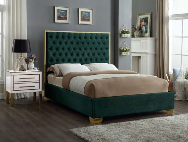 Meridian Furniture Lana Green Queen Upholstered Panel Bed-3