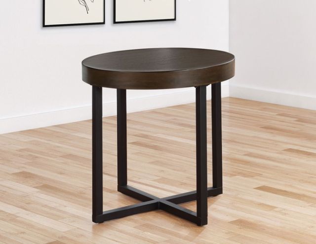 Steve Silver Co. Yukon Walnut End Table with Black Base-1