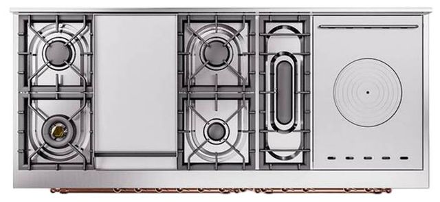 Ilve® Nostalgie II Noblesse 60'' Custom RAL Color Pro Style Dual Fuel Range with Copper Trim-2