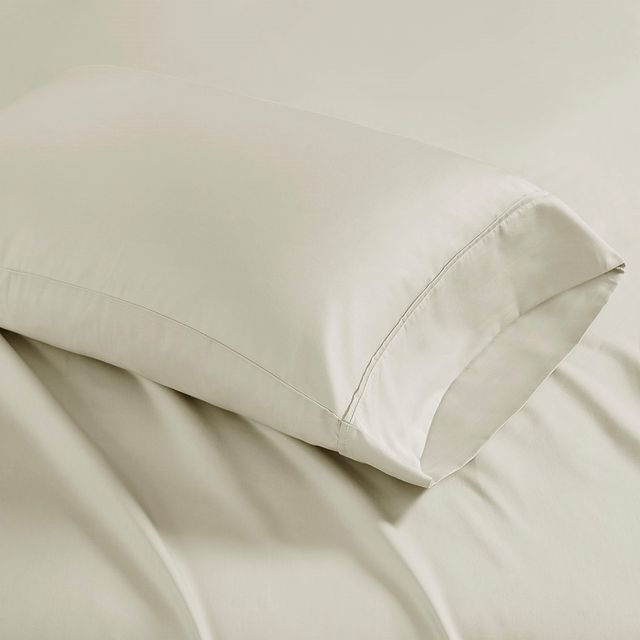 Olliix by Madison Park Ivory 2 Pack of King 1500 Thread Count Cotton Rich Pillow Case-0