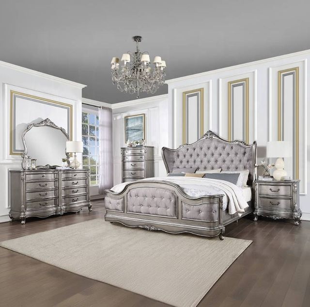 ACME Furniture Ausonia Antique Platinum Queen Panel Bed-1