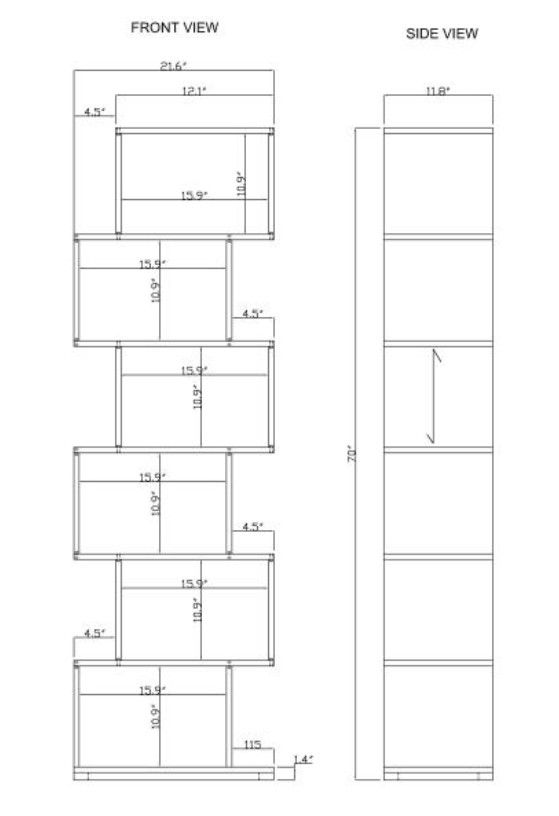 Porter International Designs Urban Natural 6-Shelves Bookcase-3