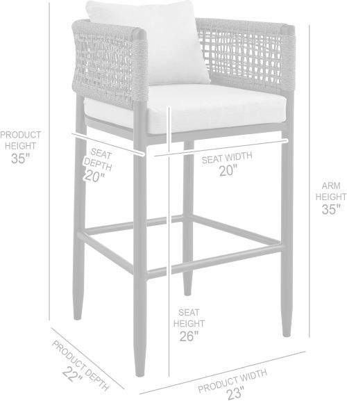 Armen Living Alegria Black/Gray Aluminum/Fabric/Rope Outdoor Counter Stool-2