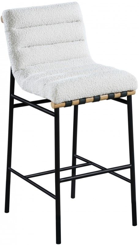 Meridian Furniture Burke Matte Black/Cream Boucle Bar Stool-0