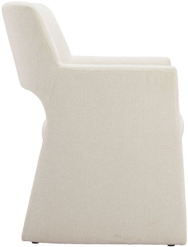 Zuo® Modern Minet Linen White Dining Arm Chair-2
