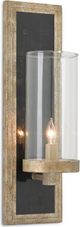 Currey & Company Charade Antique Silver Leaf/Black Penshell Crackle Wall Sconce-0