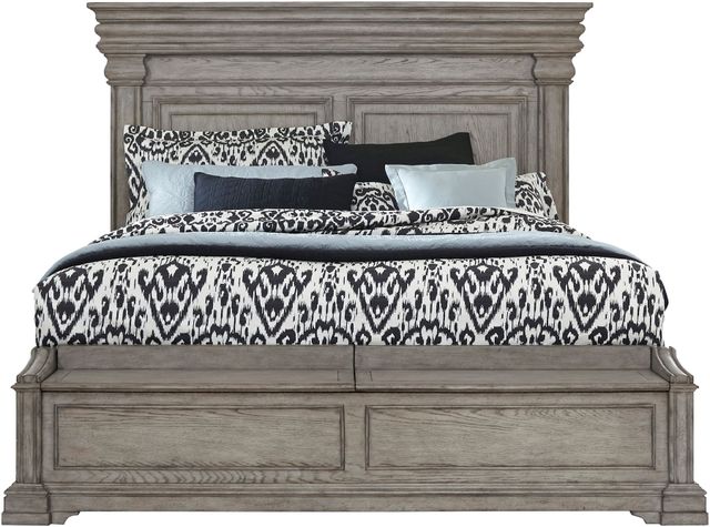 Pulaski™ Madison Ridge Gray California King Panel Bed with Blanket Chest Footboard-2