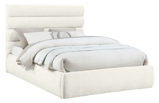 Meridian Furniture Adam Cream 52" Queen Upholstered Panel Bed-0