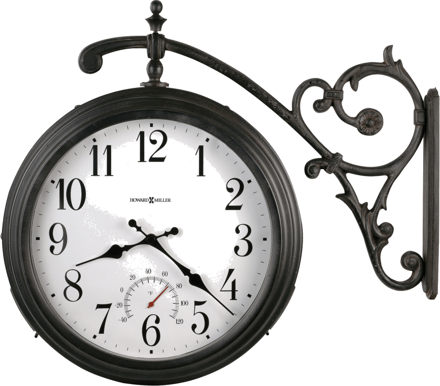 metal outdoor clock with thermometer