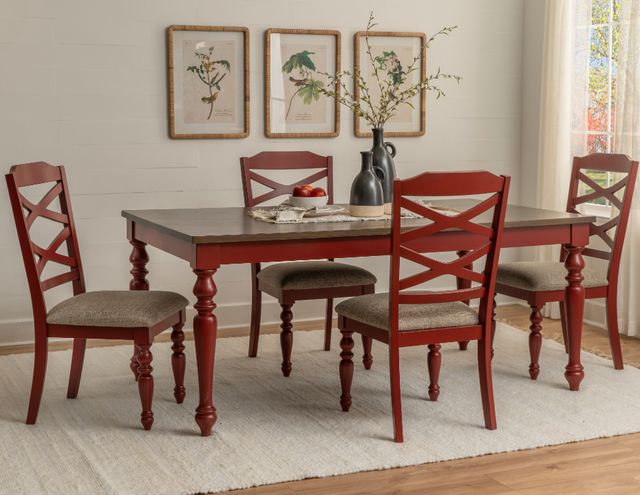 Powell® Trimble 5-Piece Beige/Brown/Red Dining Set-1
