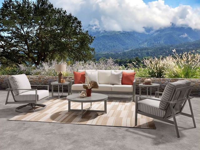 Bassett® Furniture Customizable Morris Fabric Outdoor Swivel Rocker Chair-4