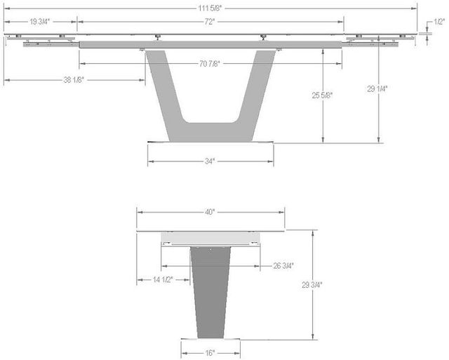 Amisco Customizable Amelia 112" Rectangular Extendable Table with 0.5" Taupe Glass Top and 2 Leaves-3