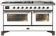Ilve® Majestic III 60" White Pro Style Dual Fuel Liquid Propane Range with Triple Glass Door and Burnished Trim-0