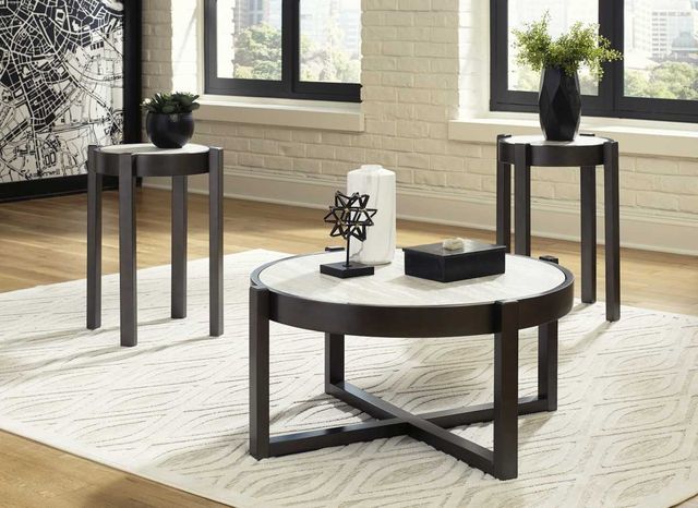 Signature Design by Ashley® Lannoli 3-Piece Beige/Pewter Occasional Table Set-3