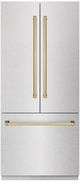 ZLINE Autograph Edition 36 in. 19.8 Cu. Ft Satin Stainless Steel Built In French Door Refrigerator with Graphite Gray Interior and Champagne Bronze Accents-0