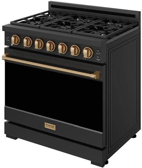 Thor Kitchen® Gordon Ramsay 36" Black/Bronze Freestanding Pro Style Gas Range with Precision Knob-3