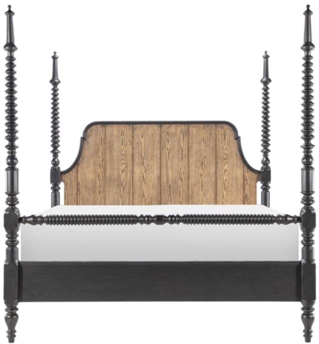 Legacy Classic Vintage Market Barnwood Oak/Kettle Black King Poster Bed-2