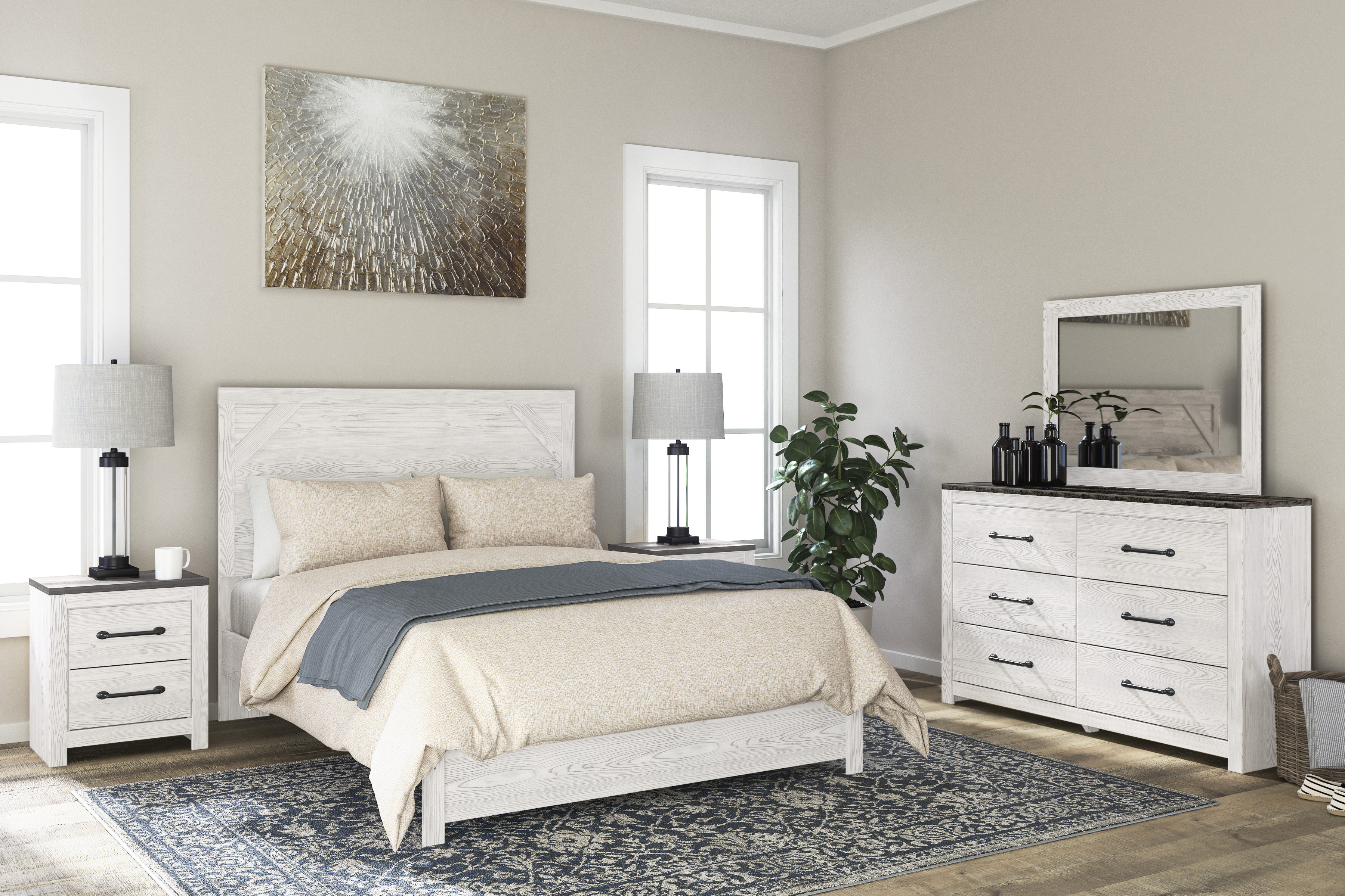 Signature Design by Ashley Gerridan 4 Piece White Gray Queen Bedroom Set