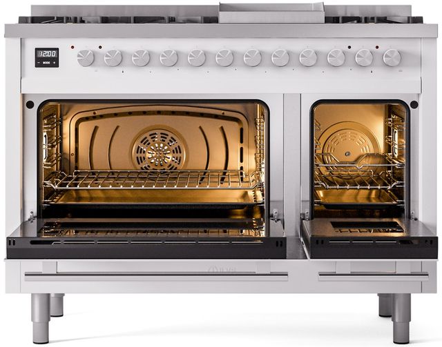 Ilve® Professional Plus II 48" White Pro Style Dual Fuel Range-2