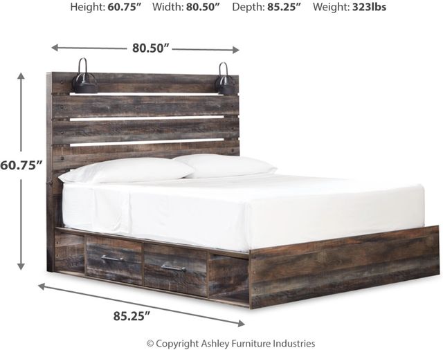 Signature Design by Ashley® Drystan Brown King 4-Drawer Storage Panel Bed-3