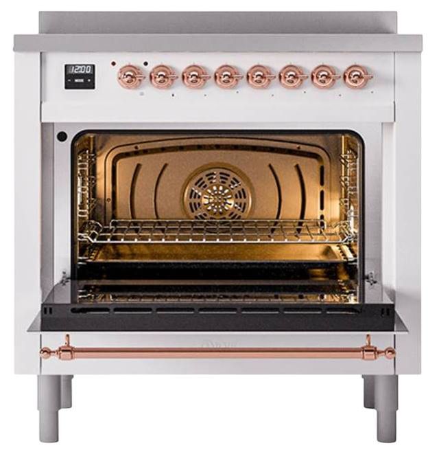 Ilve® Nostalgie II Noblesse 36'' White Pro Style Induction Range with Copper Trim-2