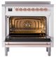 Ilve® Nostalgie II Noblesse 36'' White Pro Style Induction Range with Copper Trim-2