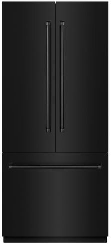 ZLINE 36 in. 19.6 Cu. Ft. Black Stainless Steel Built In French Door Refrigerator with Graphite Gray Interior