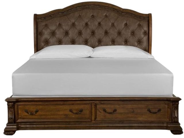 Magnussen Home® Durango Willadeene Brown Upholstered Queen Sleigh Storage Bed-1