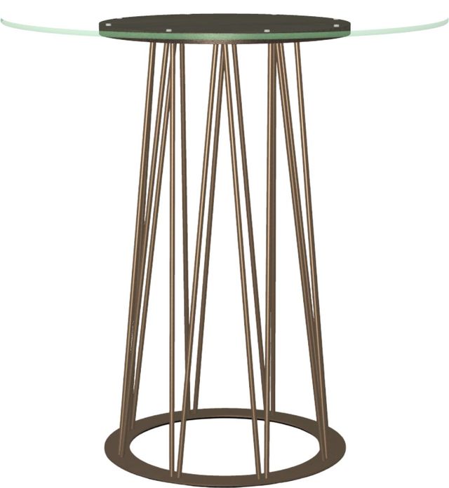 Amisco Customizable Calypso 42" Round Pub Bar Height Table with 0.5" Clear Glass/Birch Veneer Top-0