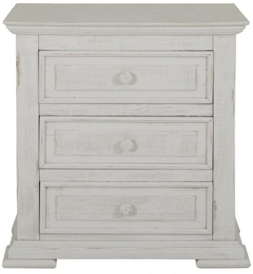 International Furniture Direct Terra Distressed Vintage White Nightstand-2