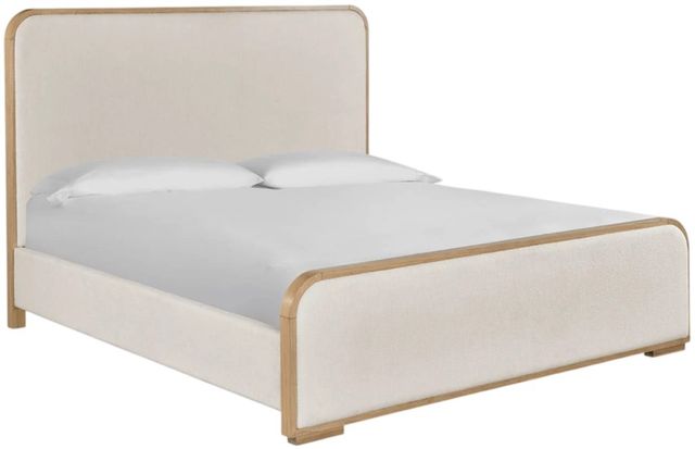 Universal Explore Home™ Modern Nomad Canberra Ivory/White Oak Queen Upholstered Panel Bed-0