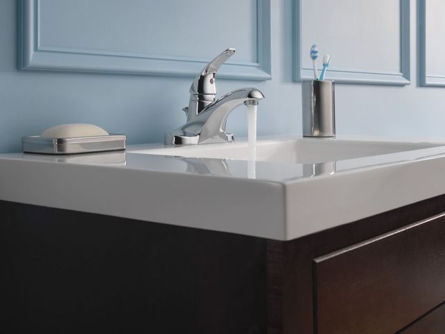 Delta Foundations® 2-Piece Chrome Single Handle Centerset Bathroom Faucet Set-1