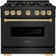 ZLINE Classic Autograph Edition 36" Black Stainless Steel Pro Style Dual Fuel Range with Polished Gold Accents-0