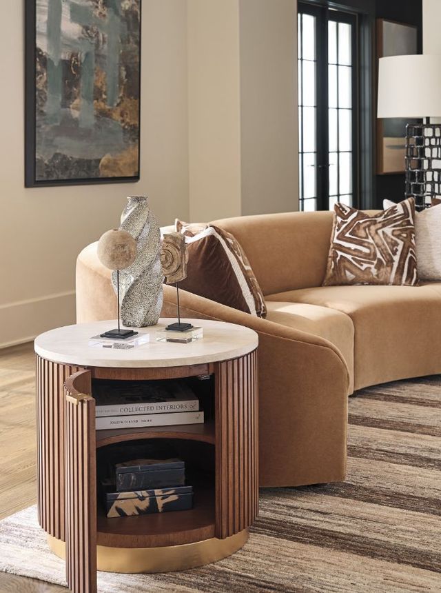 Lexington Home La Costa Avenida Brown End Table with Satin Gold Base-3