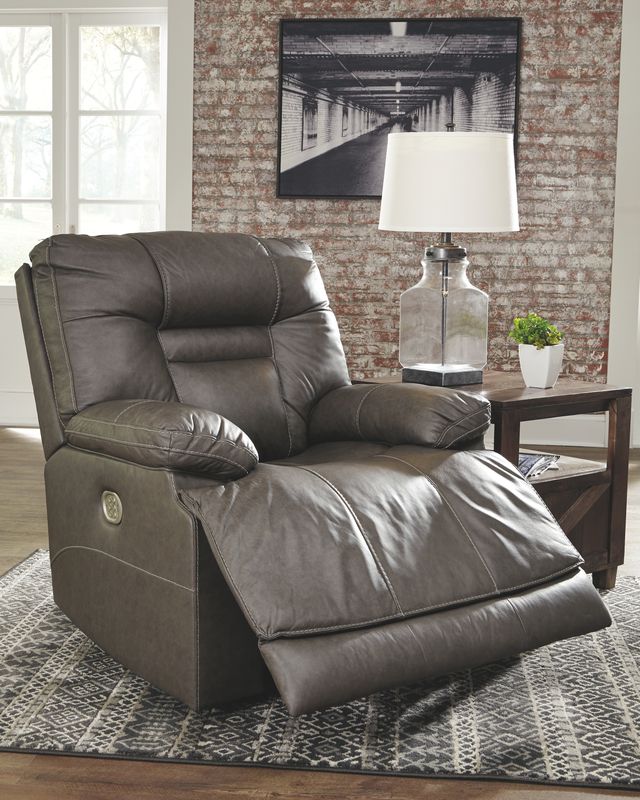 Signature Design by Ashley® Wurstrow Smoke Power Recliner with Adjustable Headrest-2