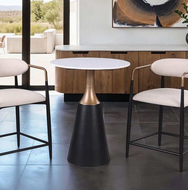 Furniture of America® Streatham 3-Piece Black/Gold/White Counter Table Set-2