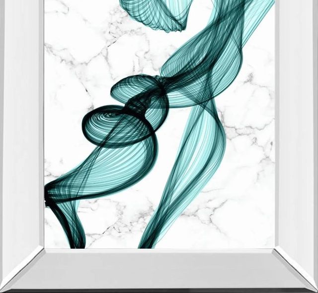Classy Art Teal Ribbons III by Irena Orlov Mirror Framed Wall Art-1