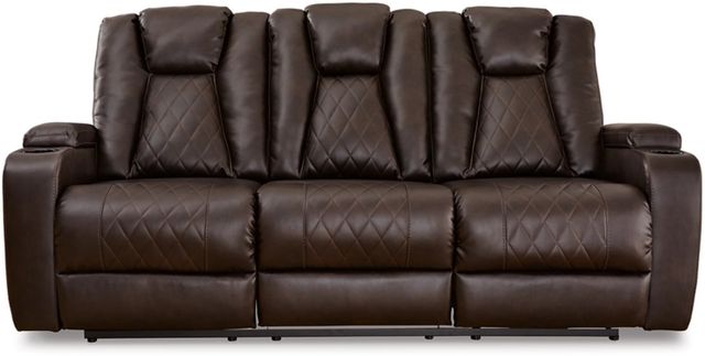 Signature Design by Ashley® Mancin Chocolate Reclining Sofa with Drop Down Table-2