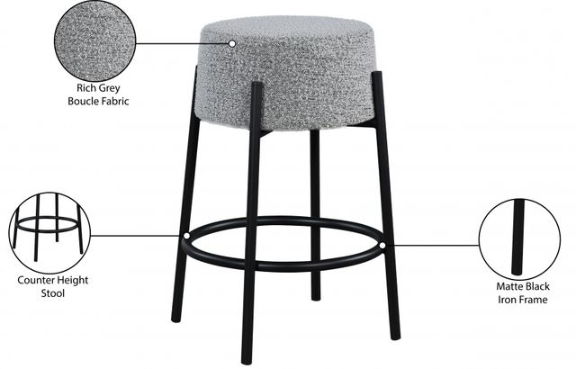 Meridian Furniture Avalon Gray/Matte Black Bar Stool-3