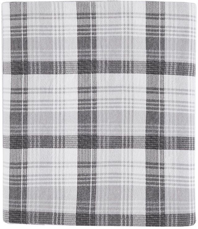 Olliix by Woolrich Grey Plaid Queen Flannel Cotton Sheet Set-1