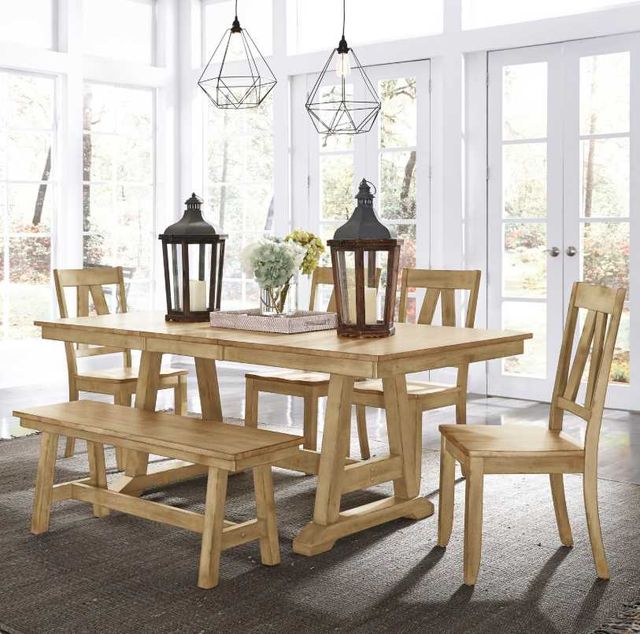 Liberty Furniture Lindsey Farm 6-Piece Natural Trestle Dining Table Set-1