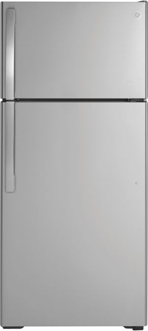 GE Compact Top Freezer Refrigerator in Stainless Steel