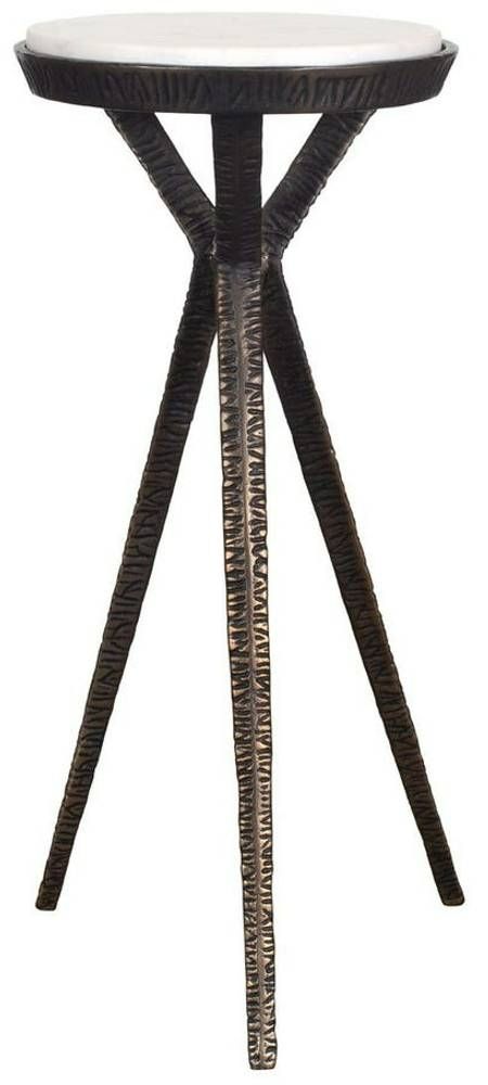 Uttermost® Tilton White Marble Top Accent Table with Dark Bronze Base-3