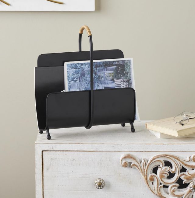Deco Marche Black Magazine Holder with Loop Shaped Handle-4