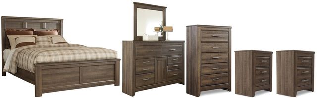 Signature Design by Ashley® Juararo 6-Piece Dark Brown Queen Panel Bed Set-0