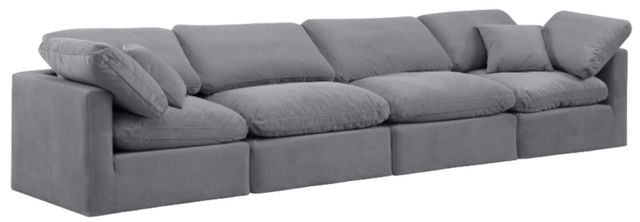 Meridian Furniture Indulge 4-Piece Gray Modular Velvet Sofa-0